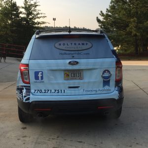 Rear Graphics for the Holtkamp Heating & Air Ford Explorer Wrap