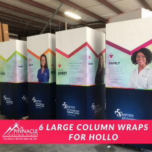 These Large Continual Wrap Vinyl Column Display can be relocated.