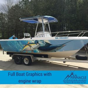 You can wrap your entire boat in vinyl graphics, including your engine.