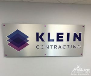 reception sign for Klein Contracting