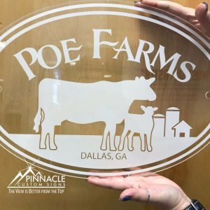 laser engraved sign for Poe Farms