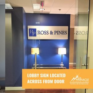 Lobby sign for Ross & Pines in Atlanta, GA