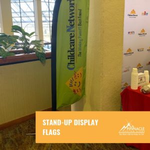 stand up display flags act as directional signage 