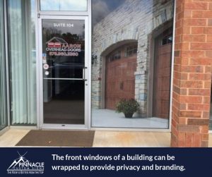 vinyl decals on the doors give basic information and a full window wrap provides branding and privacy