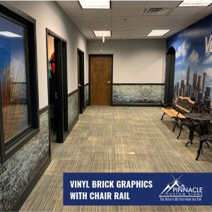 Vinyl brick graphics with chair rail