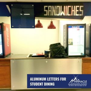 Custom signs for the student dining area