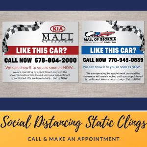 static clings - car decals for two car dealerships