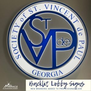 Backlit Lobby Sign for St. Vincent DePaul