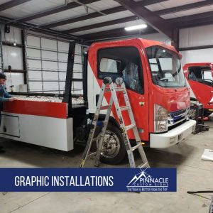 fleet graphics installation for Vroom transport trucks