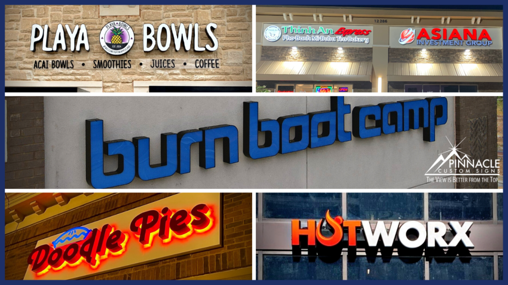 Examples of Channel Letter Signs by Pinnacle Custom Signs an Atlanta Sign Company